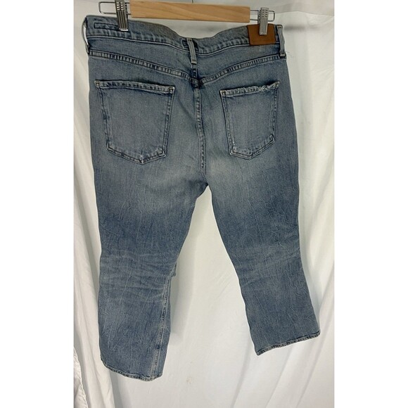 Citizens of Humanity Demy Cropped Flare Jeans Floral Trim Distressed Denim 32 - Picture 5 of 12
